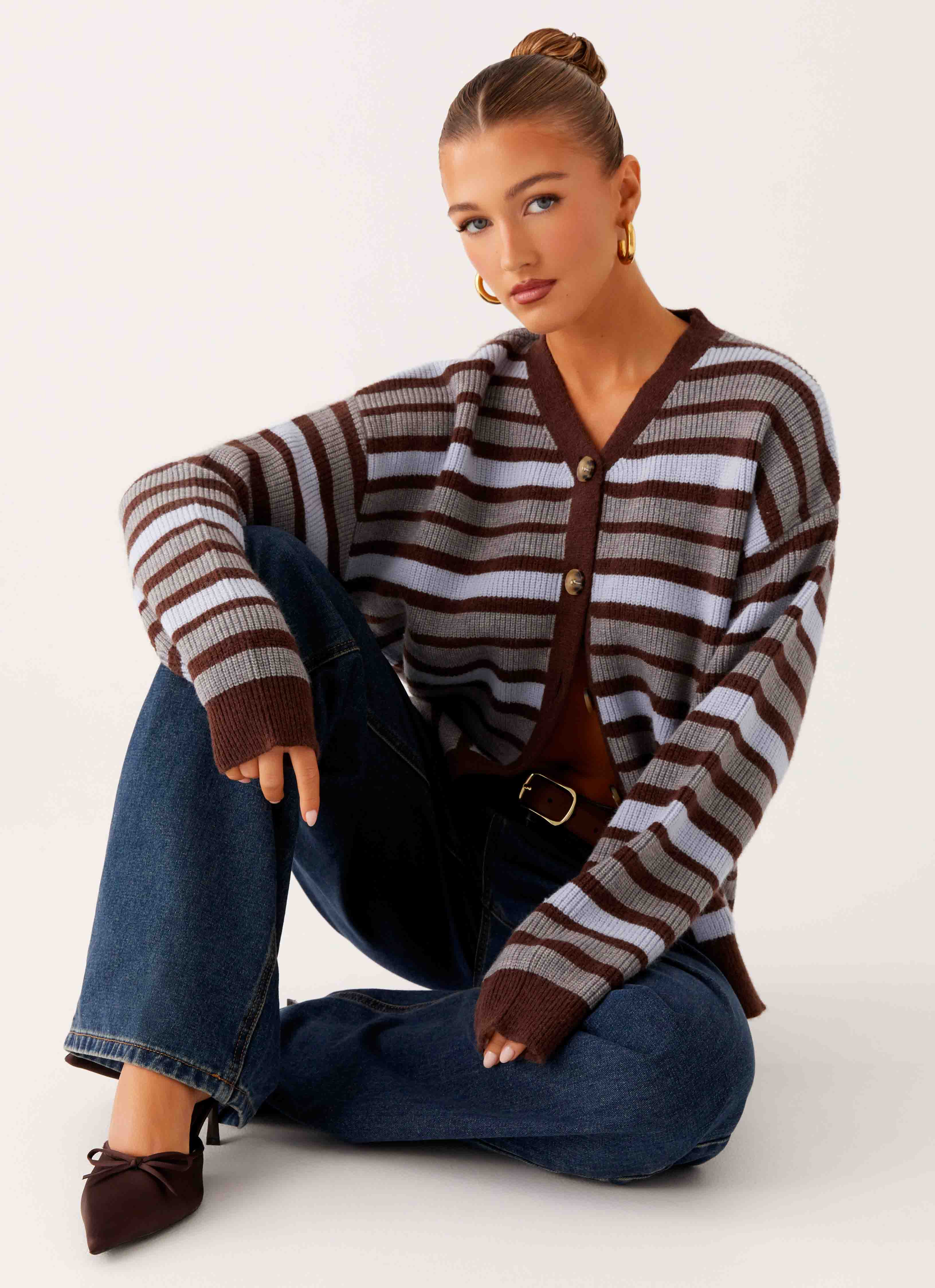 Charlie Oversized Cardigan - Tawny Stripe