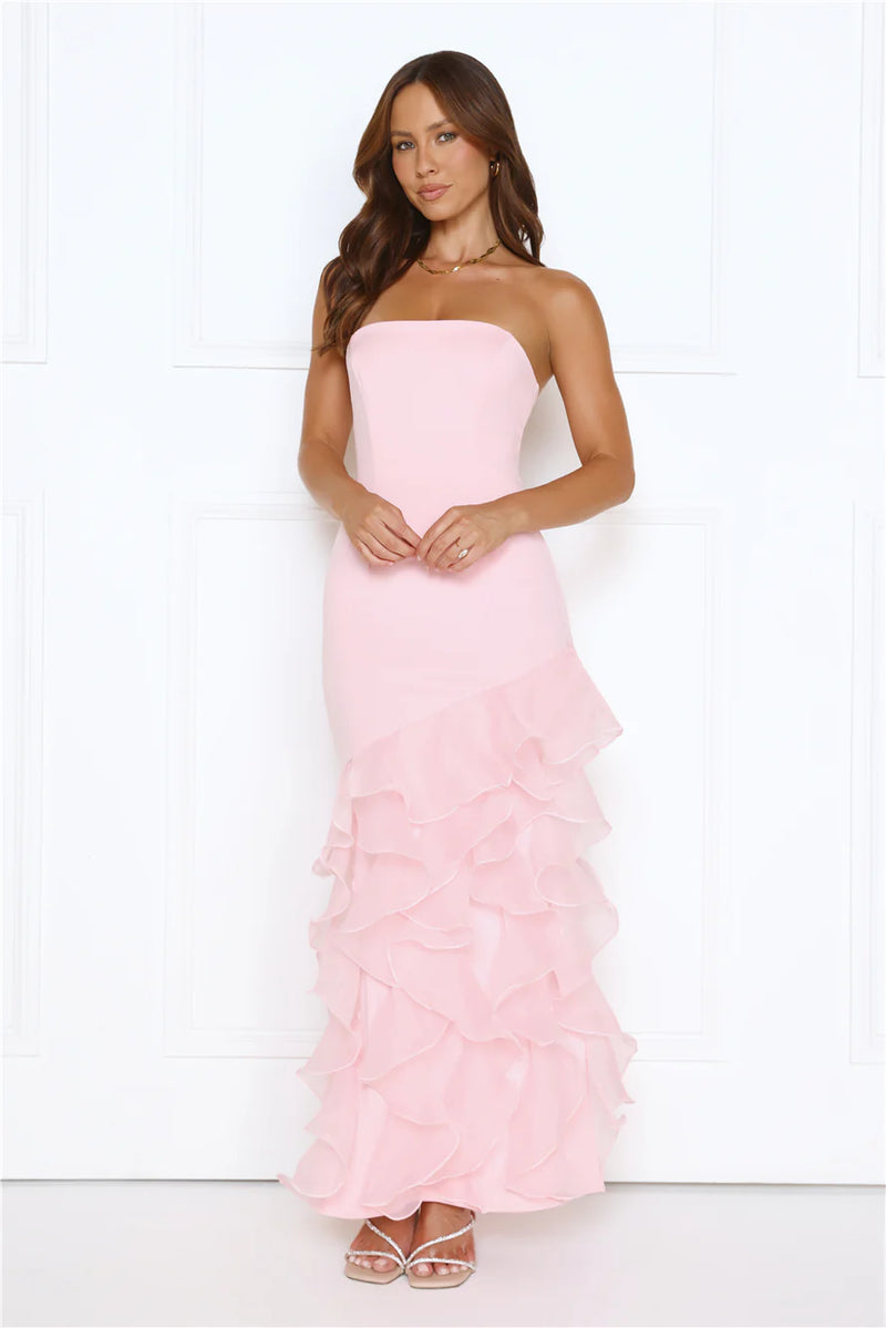 Lullaby Glow Strapless Maxi Dress Pink