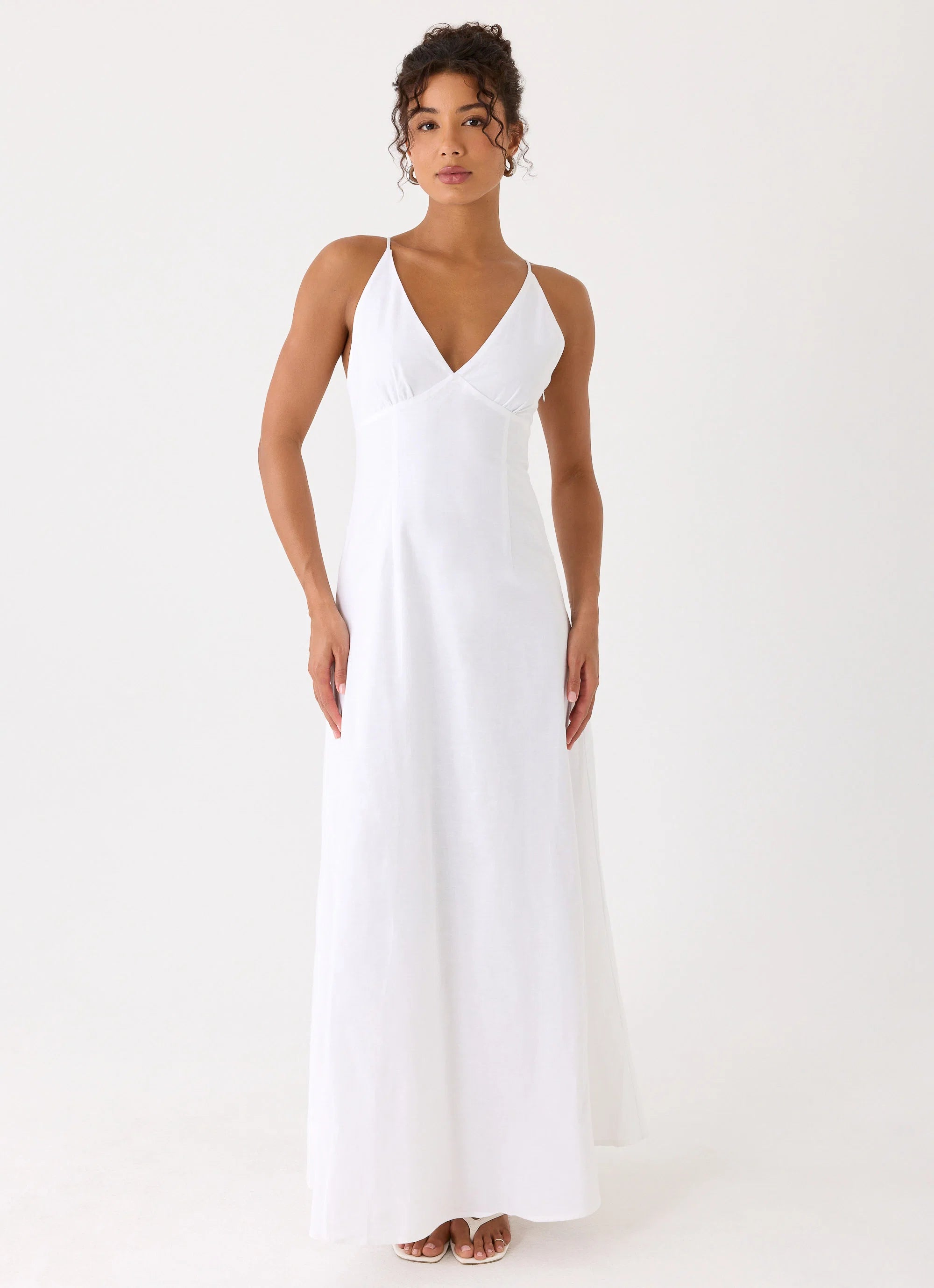 Calianna Linen Maxi Dress - White