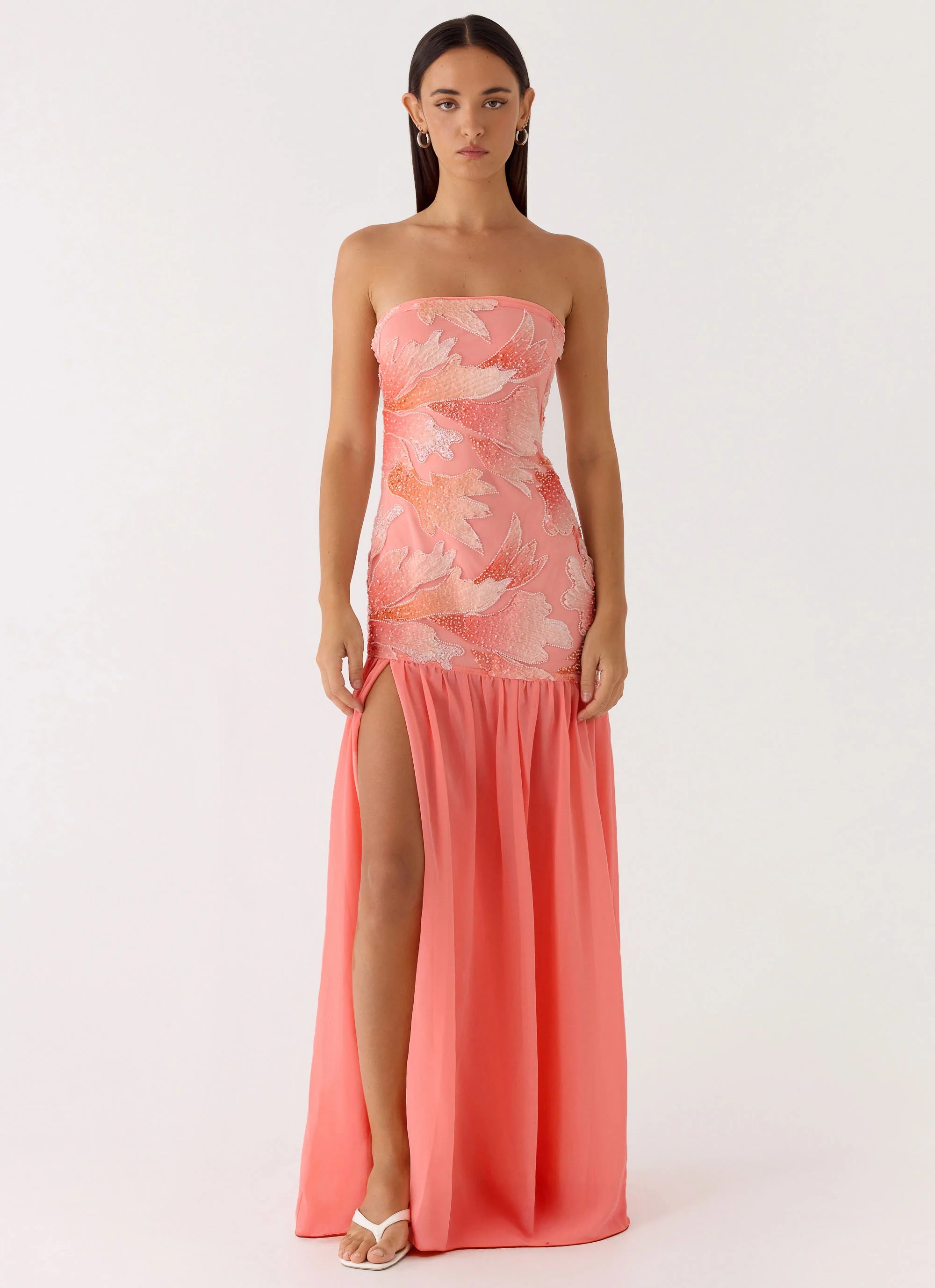 Allana Beaded Maxi Dress - Papaya